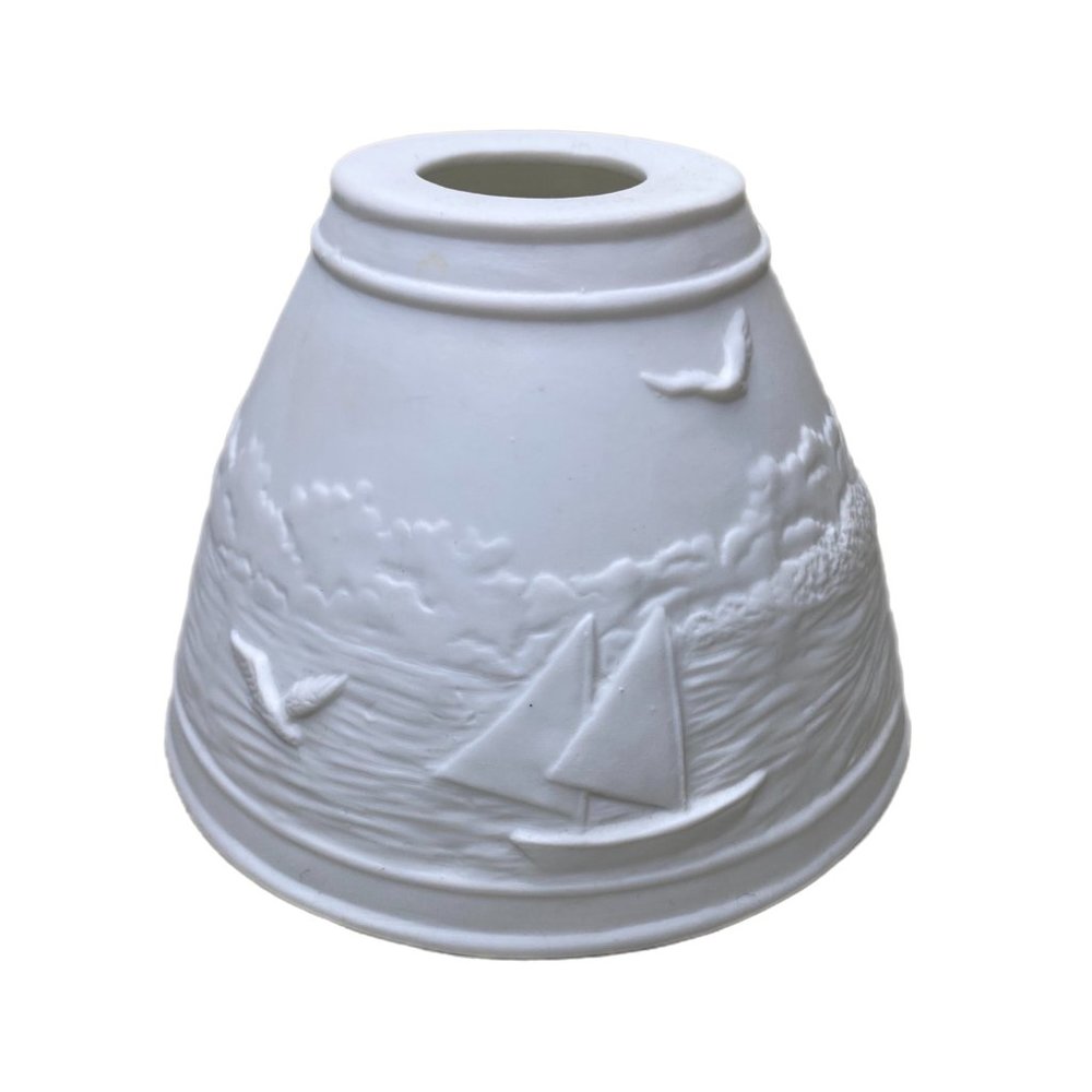 Meico Retro Art Embossed Bisque Porcelain Electric Lamp/Night Light Seashore - Picture 6 of 12